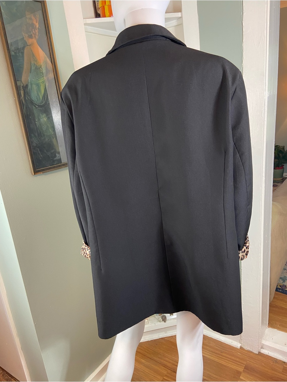 NWOT Black 3XL Single-Button Women's Blazer Jacket Leopard Print Lining - Picture 2 of 13